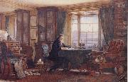 William Gershom Collingwood John Ruskin in his Study at Brantwood Cumbria Spain oil painting artist